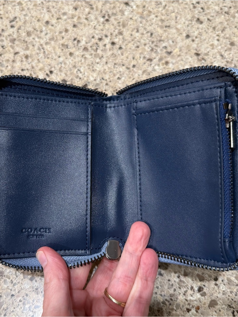 Coach Light Blue Leather Donald Duck Compact Zip Wallet - Picture 3 of 5